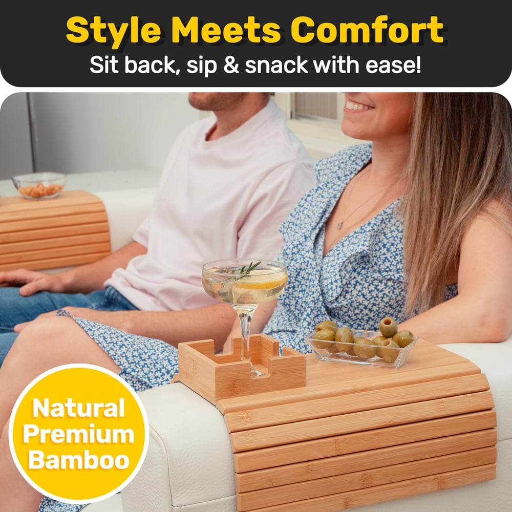 BambooEase™ – Porte-gobelet et support à snacks écologique pour des moments de détente sur le canapé [50 % de réduction]