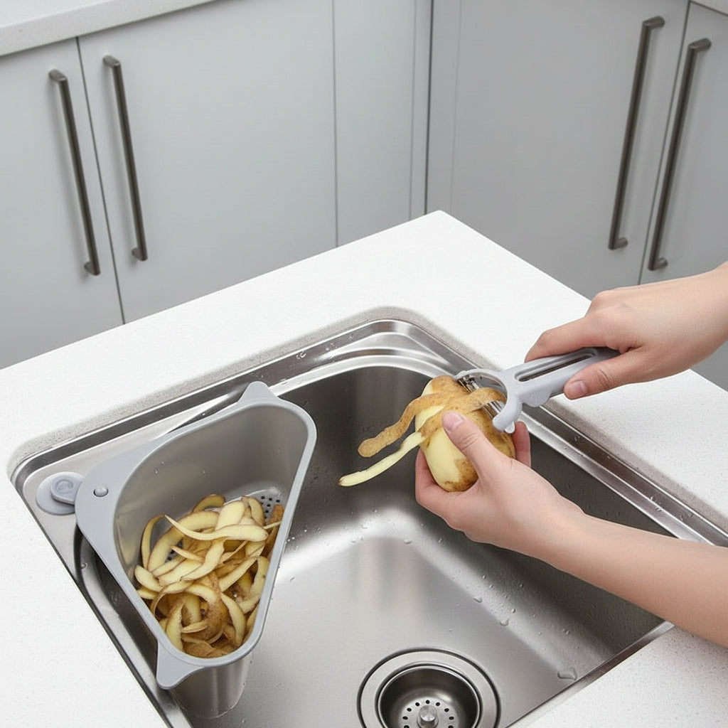 Égouttoir triangulaire pour évier de cuisine – gain de place optimal
