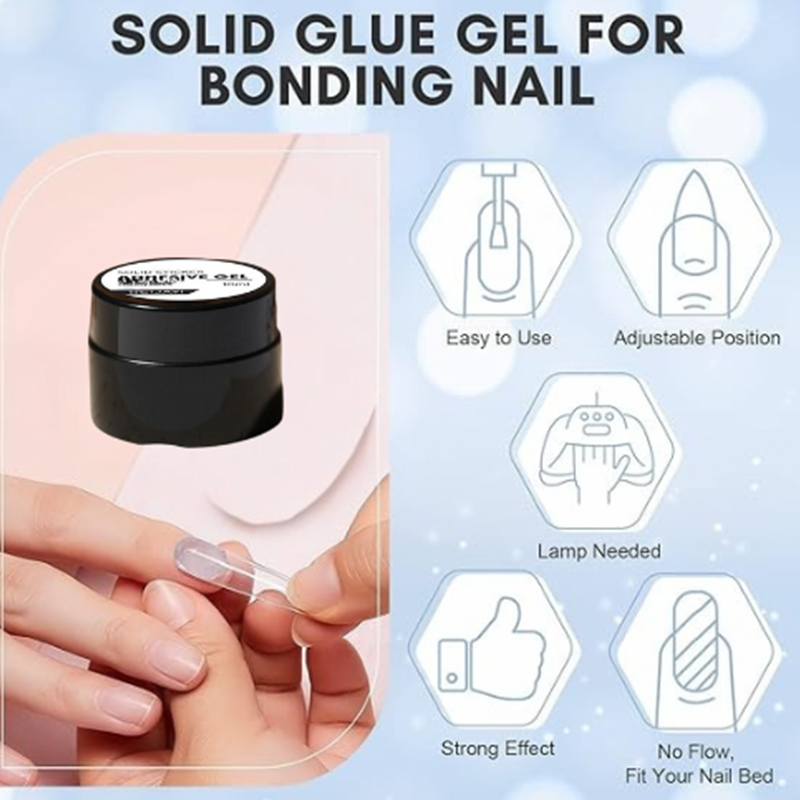 Gel Adhésif pour Press-On Nails – Tenue Forte et Durcissement UV/LED