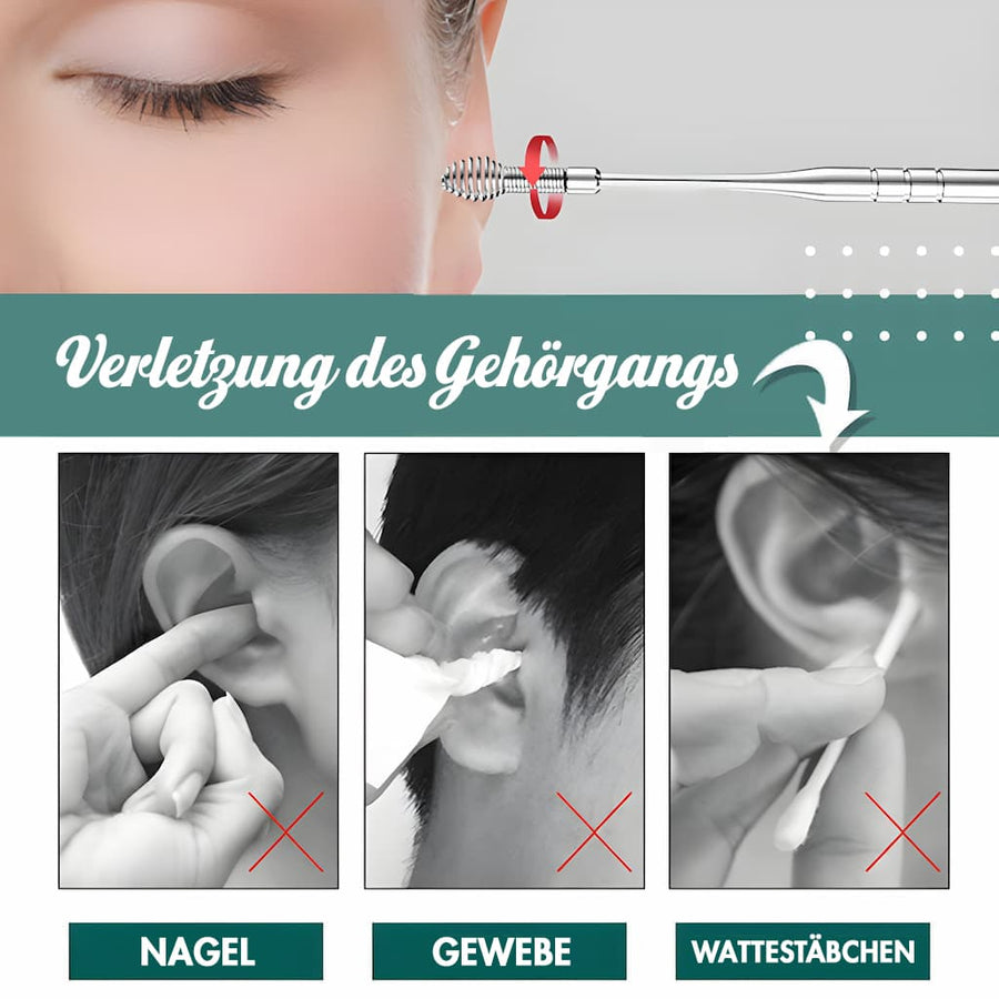 Nettoyeur de Cérumen Réutilisable à Pointe Spirale pour Oreilles