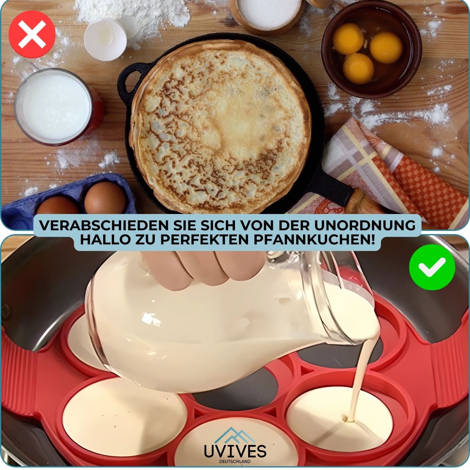 Moule à Crêpes en Silicone Antiadhésif avec Moule à Œuf Fantaisie