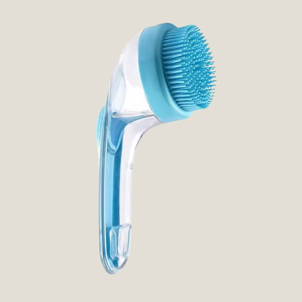 Brosse de bain pour chien et chat avec distributeur de shampoing intégré