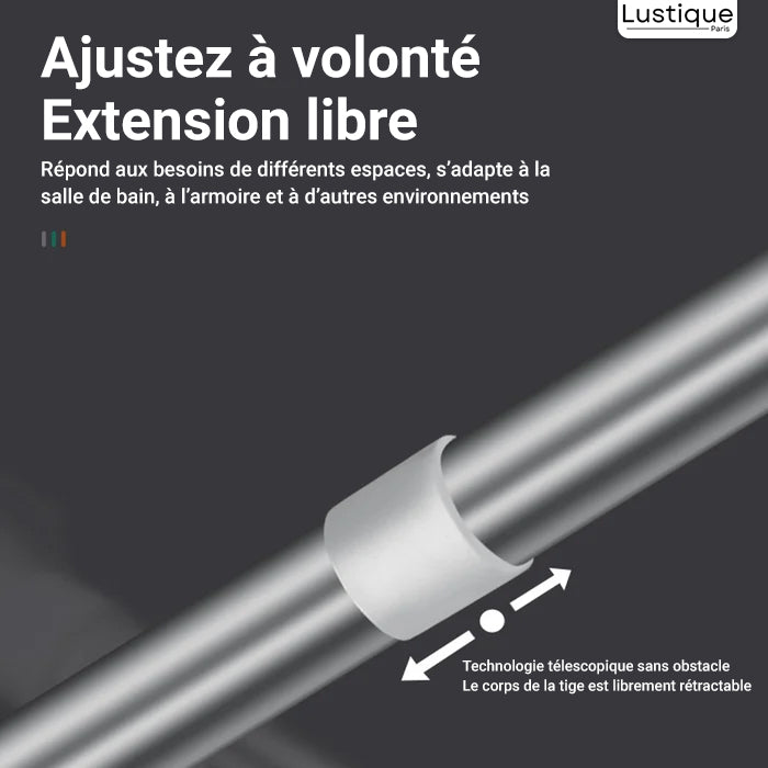 Tringle Télescopique Sans Perçage en Acier Inoxydable pour Salle de Bain et