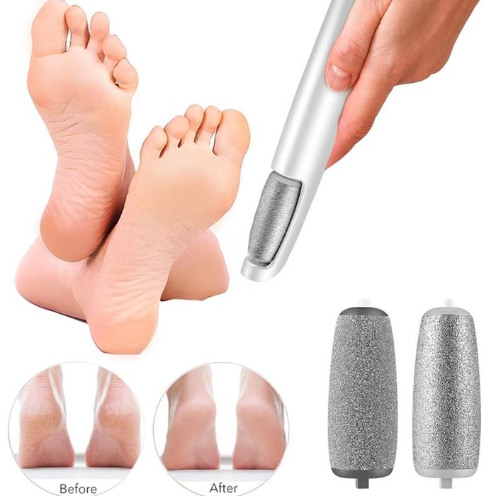 Râpe Électrique pour Pieds avec Rotation 360° et Éclairage LED