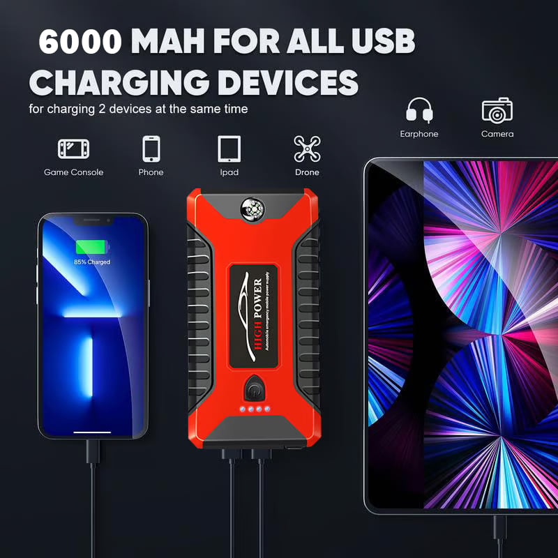 Booster de Démarrage Portable 300A – Batterie 6000 mAh pour Voiture 12V