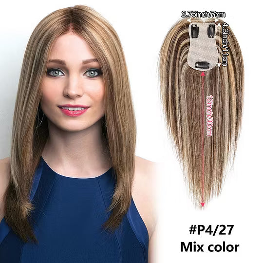 Topper Capillaire Clip-In en Cheveux Naturels Remy pour Volume Instantané