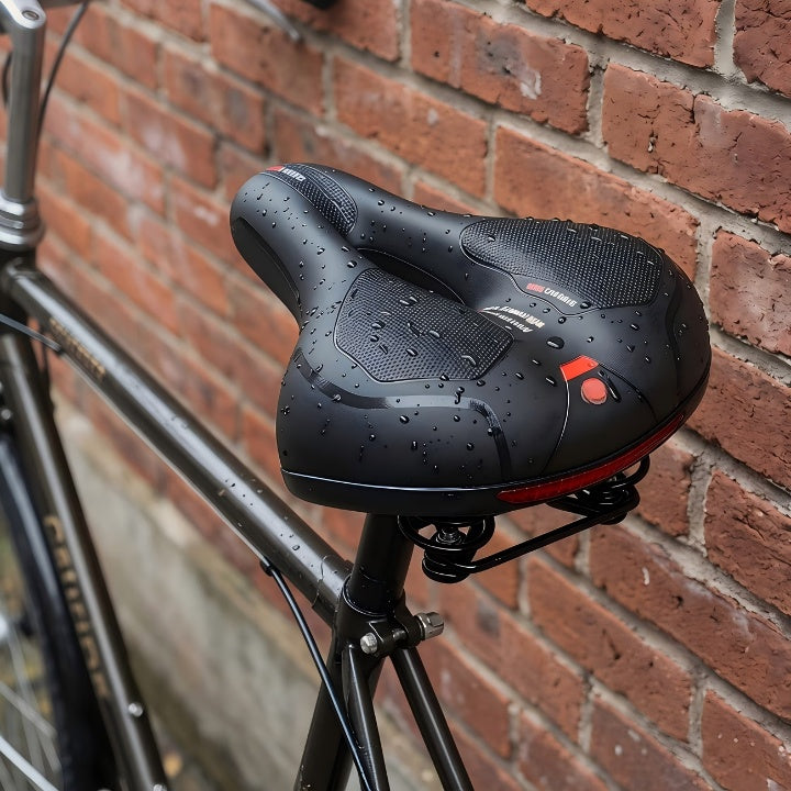 Selle de vélo ergonomique avec rembourrage et bandes réfléchissantes