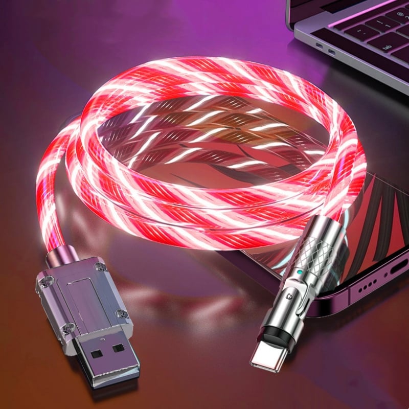Câble USB Rotatif 540° avec Éclairage LED pour Charge Rapide
