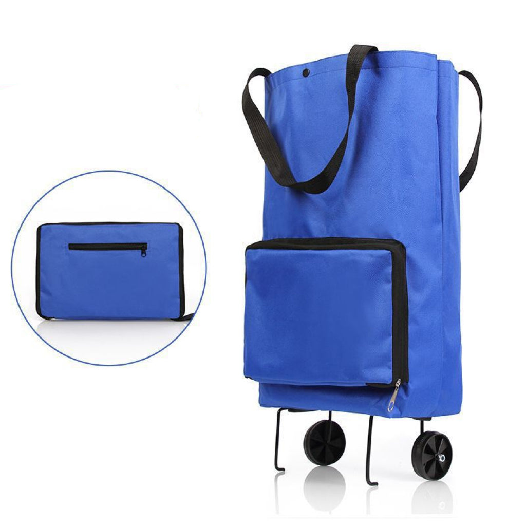 Sac de courses pliable à roulettes 2-en-1 – Chariot 20 kg compact