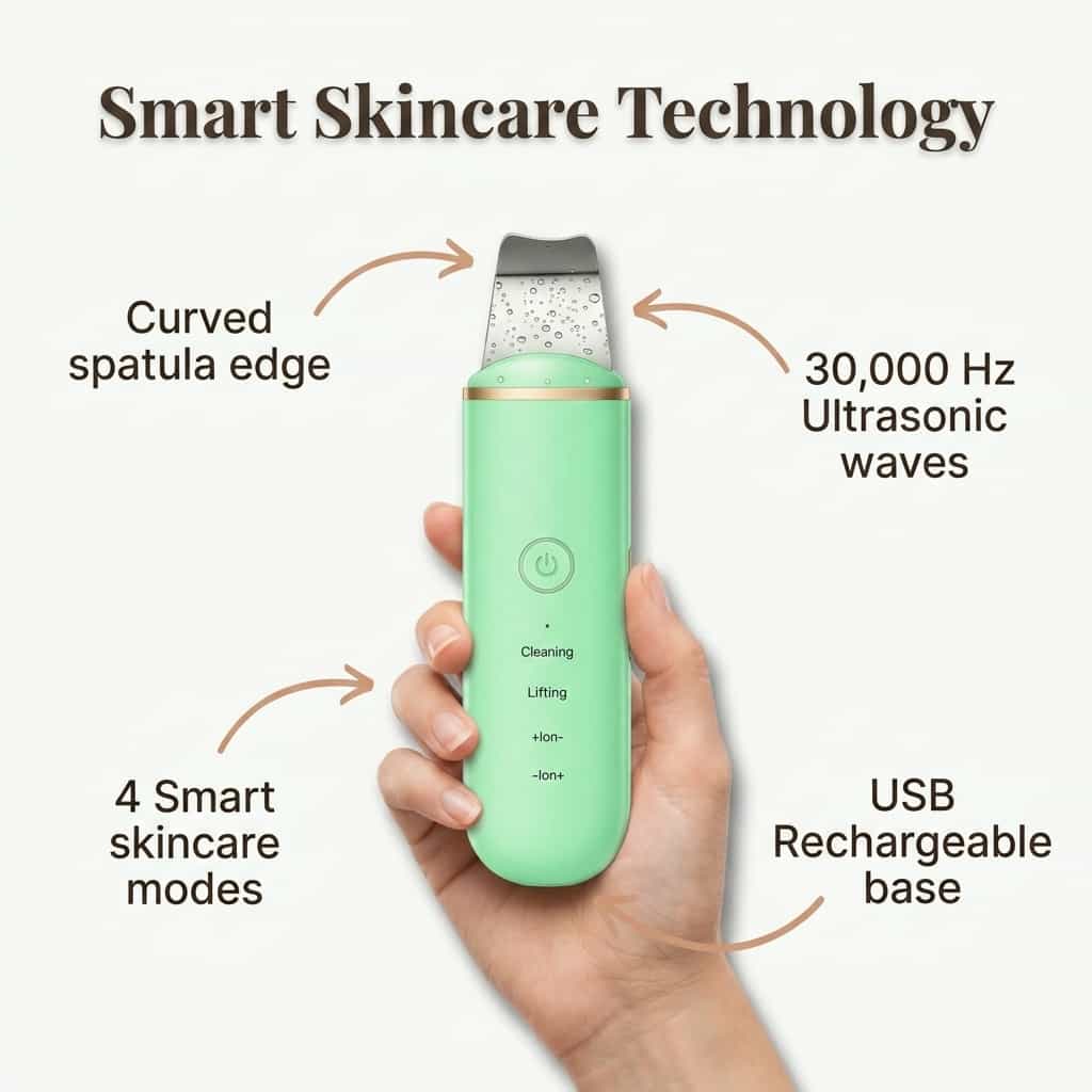 Spatule Ultrasonique Visage – Nettoyage en Profondeur et Exfoliation
