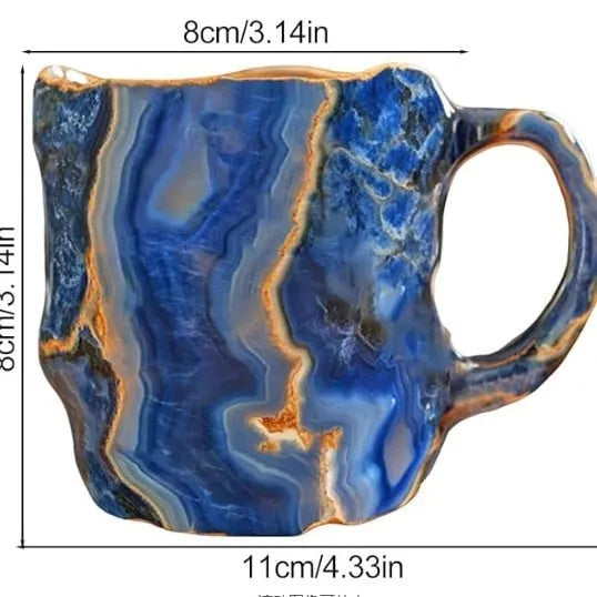 Tasse à café en pierre minérale naturelle faite à la main – Jaspe, Onyx, Quartz