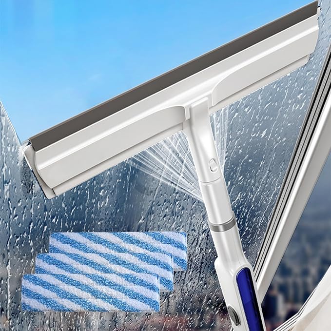 Nettoyant pour Vitres Télescopique avec Raclette et Microfibre