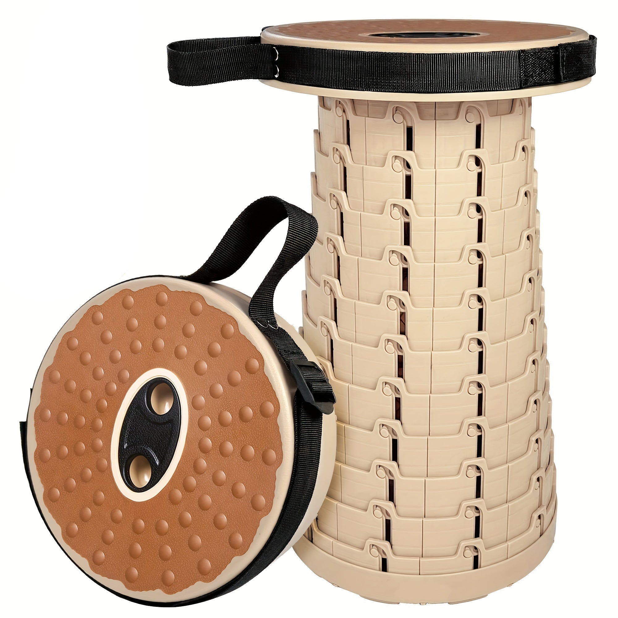 Tabouret Pliant Réglable 12 Positions avec Assise Rembourrée en Cuir PU