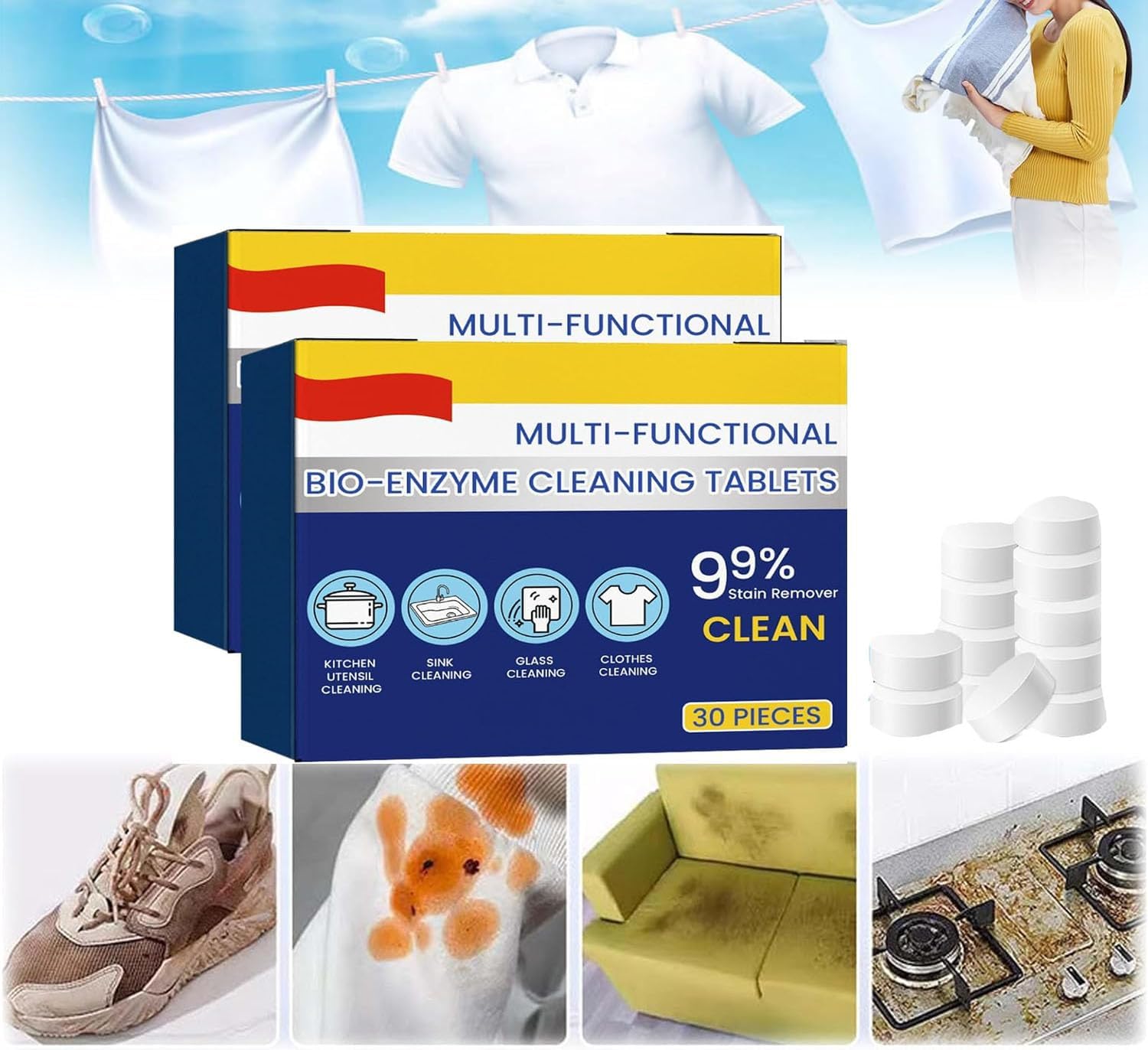 PURIVO™ – Comprimés enzymatiques polyvalents pour un nettoyage efficace et une fraîcheur optimale [1 + 1 Gratuit]