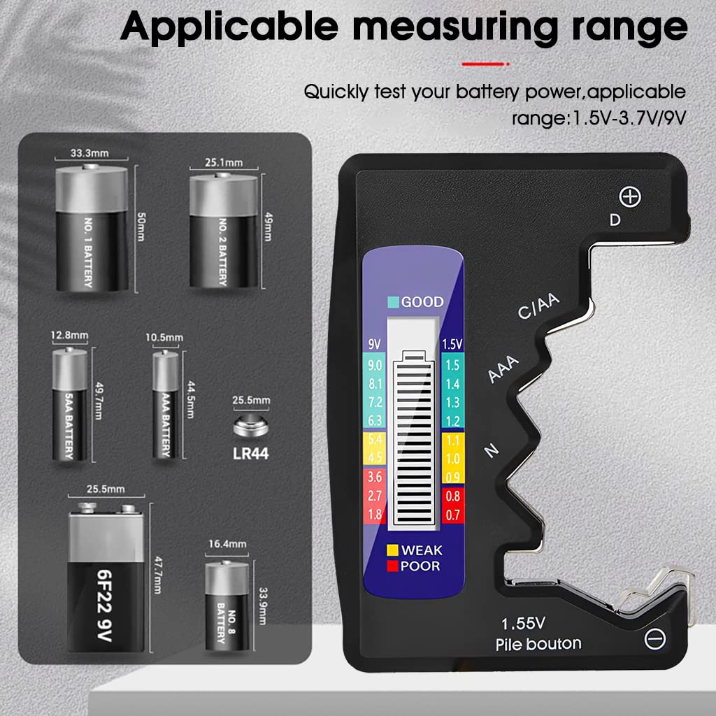 Testeur de Batterie Numérique LCD – Compatible AA, AAA, 9V et Piles Bouton