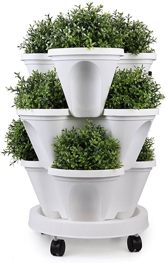 Tour de plantation verticale empilable 4 niveaux pour balcon et jardin