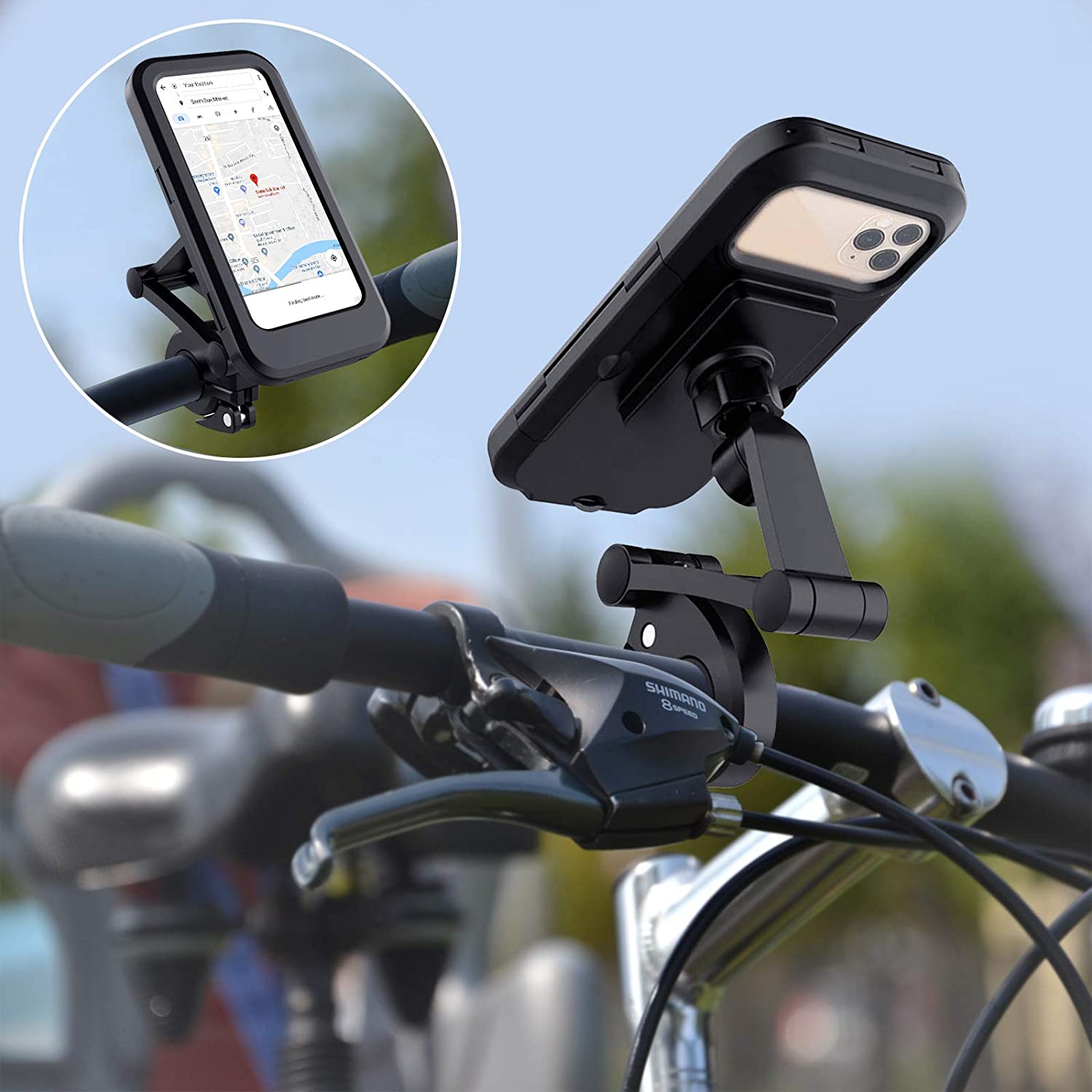 Support Téléphone Vélo Étanche avec Rotation 360° pour Guidon