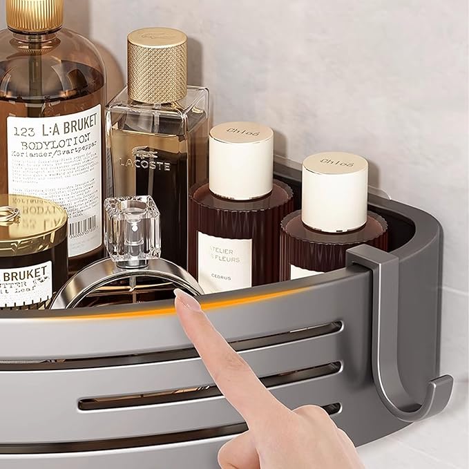 Étagère de douche d'angle sans perçage – Set de 2 étagères d'angle en aluminium réglables