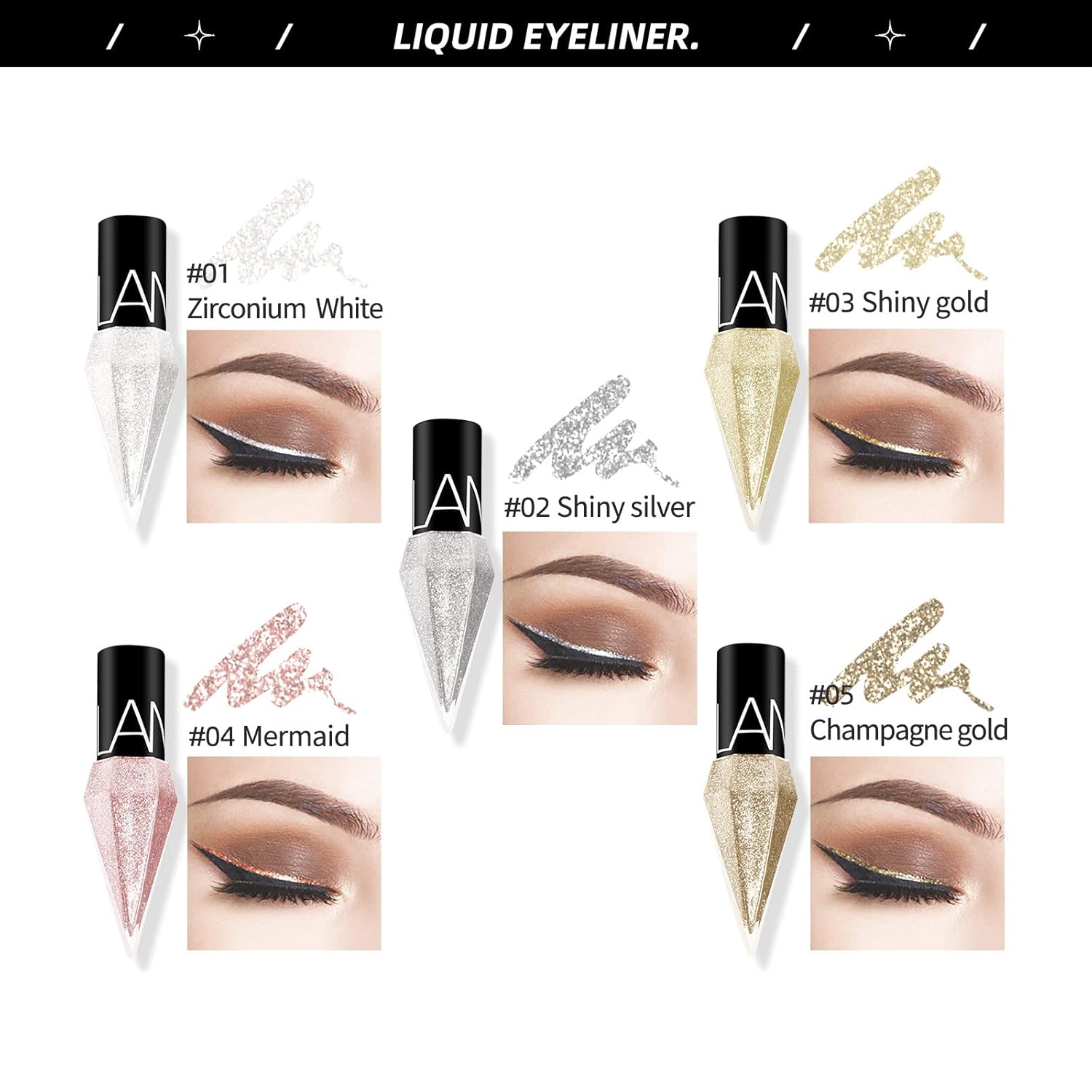 Eyeliner Liquide Waterproof à Effet Perlé pour un Trait Précis