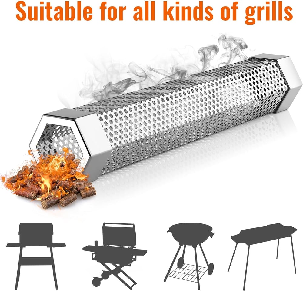 SmokeHex™ – Tube à fumée en acier inoxydable adapté à tous les types de grill [50 % de réduction]