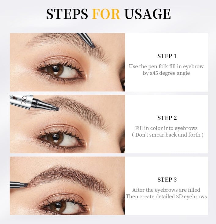 Crayon à sourcils waterproof effet microblading – Pointe fine longue tenue