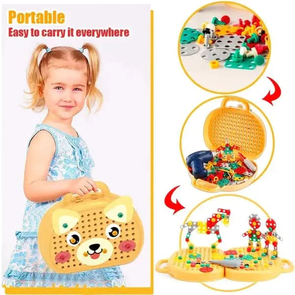 Jeu de construction avec perceuse électrique pour enfants – 204 pièces en