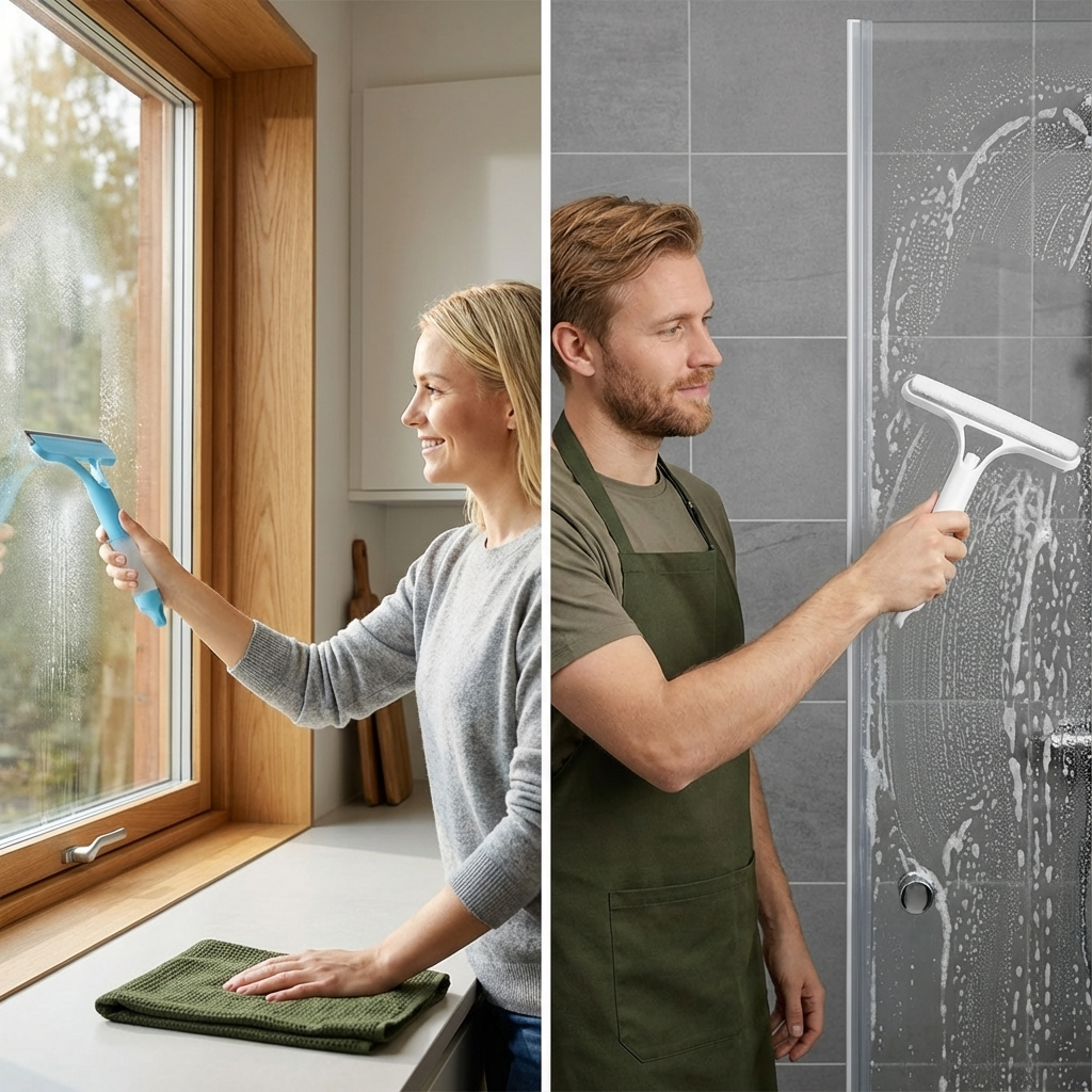 Brosse Nettoyante 3-en-1 pour Fenêtres, Miroirs et Surfaces en Verre