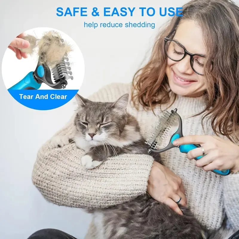 Brosse double face chien et chat – Démêlante et anti-poils morts