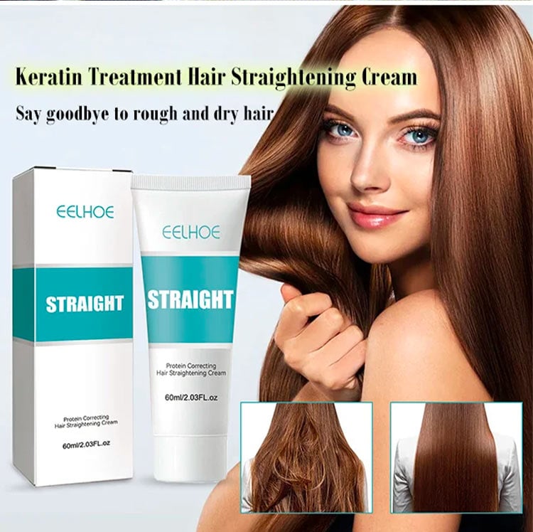 Crème Lissante Capillaire à la Kératine pour Cheveux Lisses et Brillants