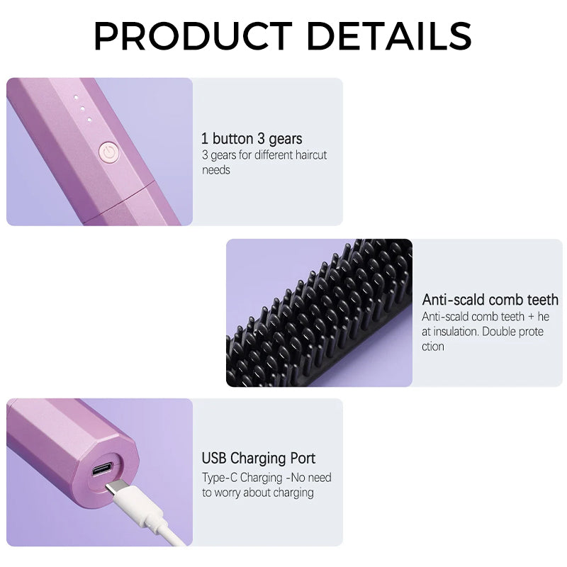 Fer à Lisser Sans Fil Rechargeable USB – Lissage Rapide Anti-Frisottis