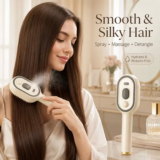 Brosse de massage électrique à vaporisation pour cheveux