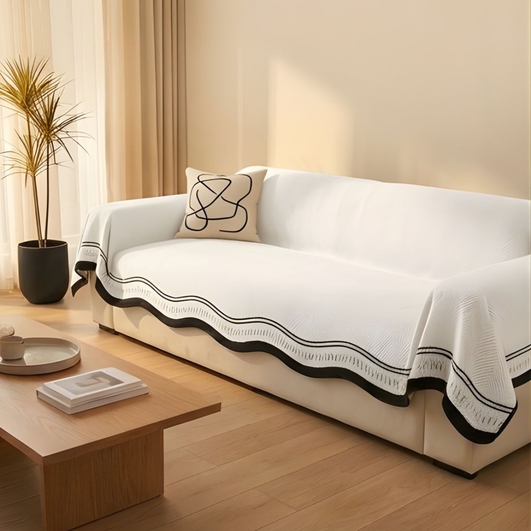 Housse de Canapé Antidérapante en Chenille Motif Chevron