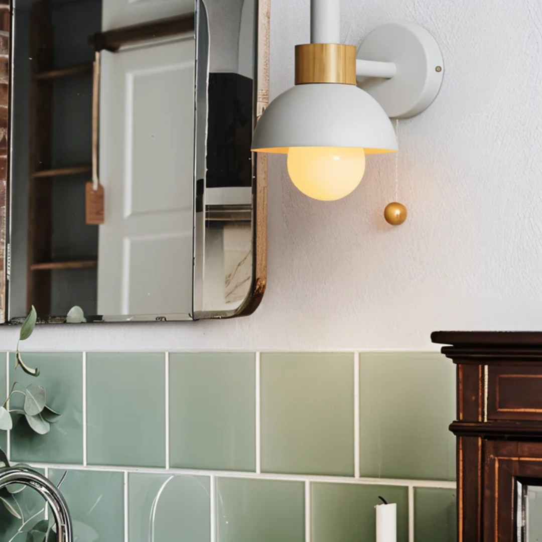Applique Murale LED en Bois et Fer avec Interrupteur à Tirette