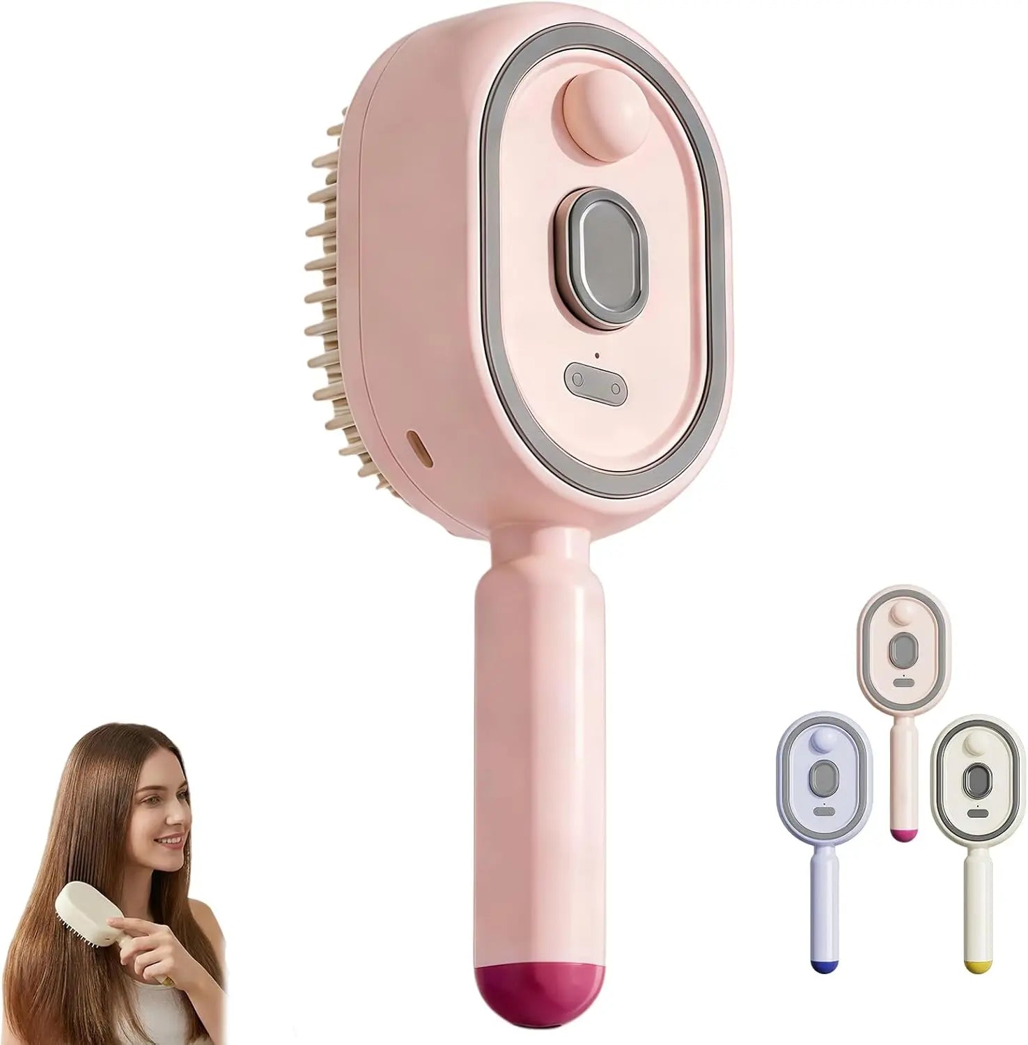 Brosse Démêlante Électrique avec Spray Intégré et Charge USB-C