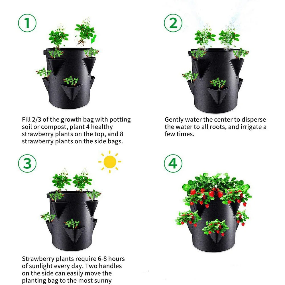 Sac de Plantation Respirant et Réutilisable pour Fraises et Légumes