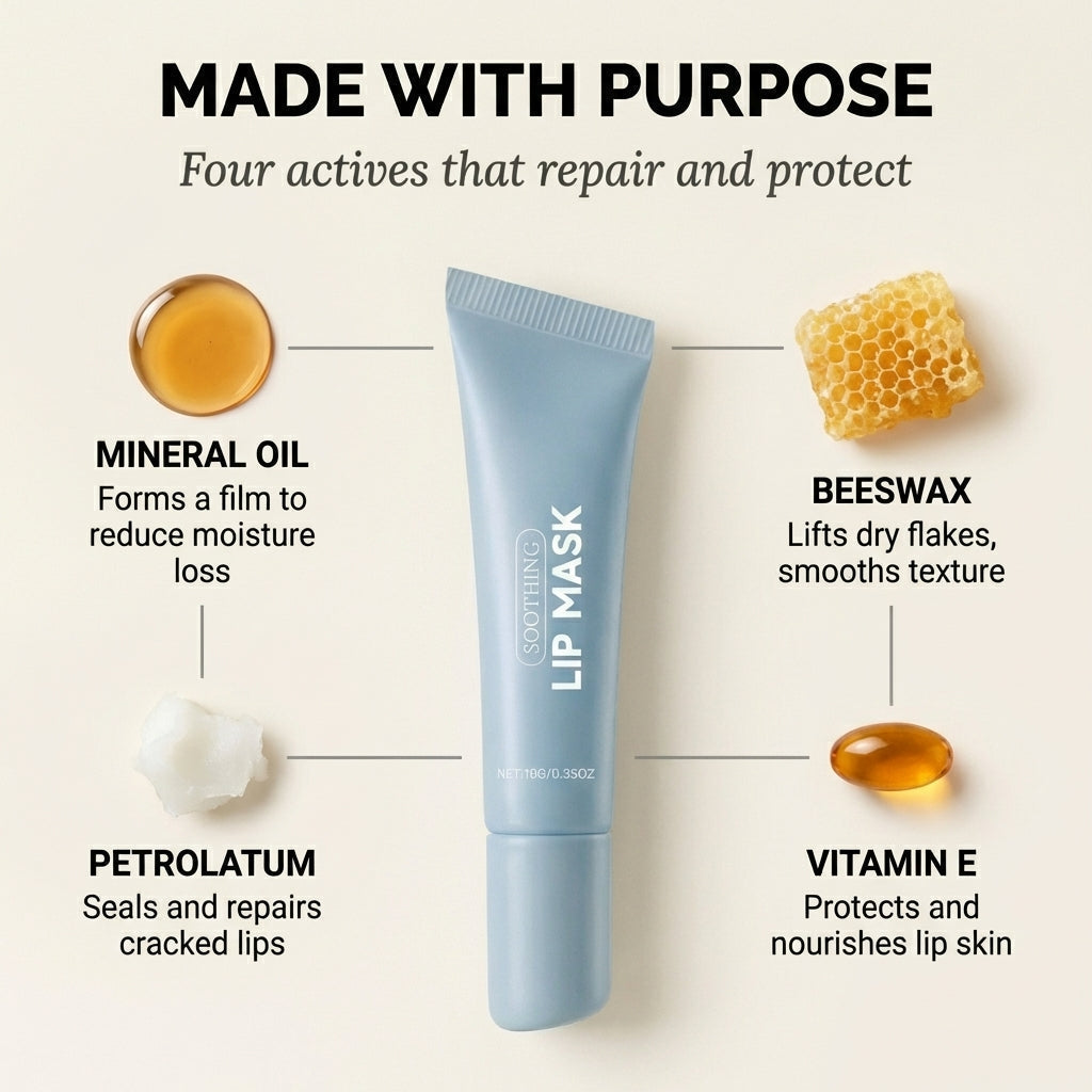 Masque à Lèvres Hydratant au Menthol et Cire d'Abeille – Baume de Nuit