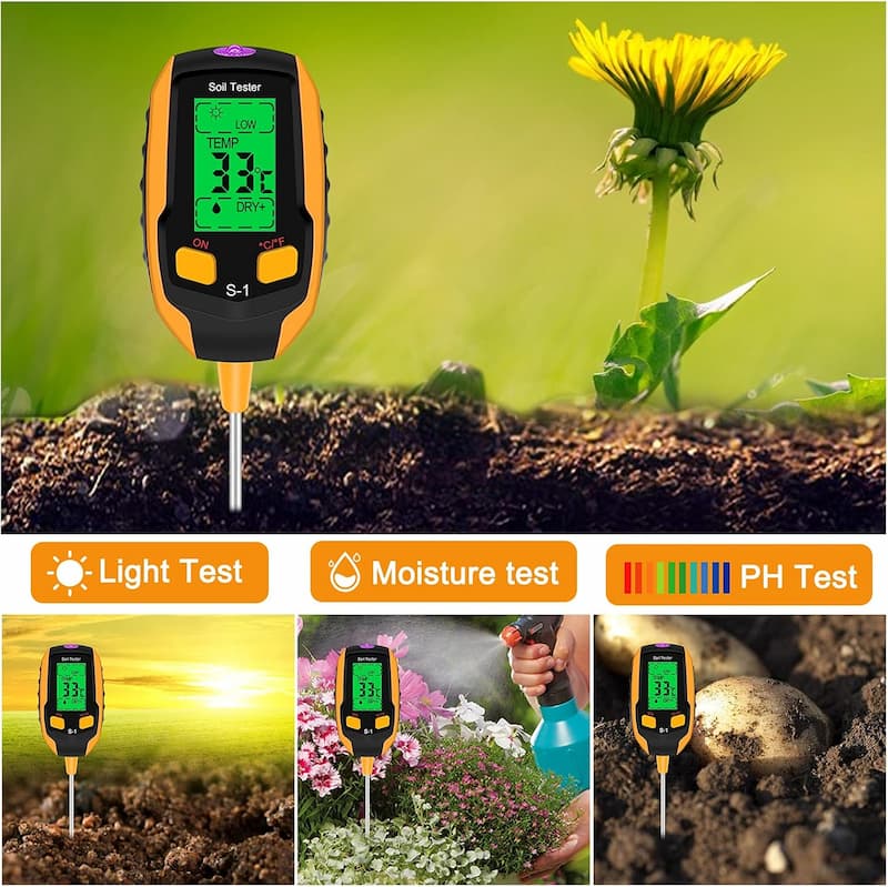 Testeur de Sol 4-en-1 – Humidité, pH, Température et Lumière