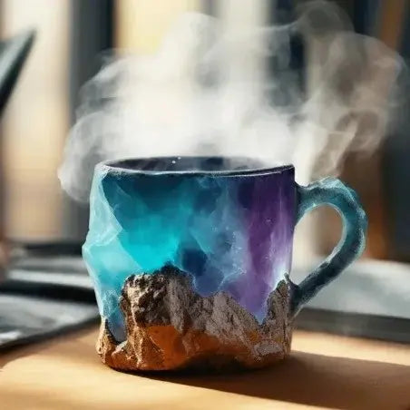 Tasse à café en pierre minérale naturelle faite à la main – Jaspe, Onyx, Quartz