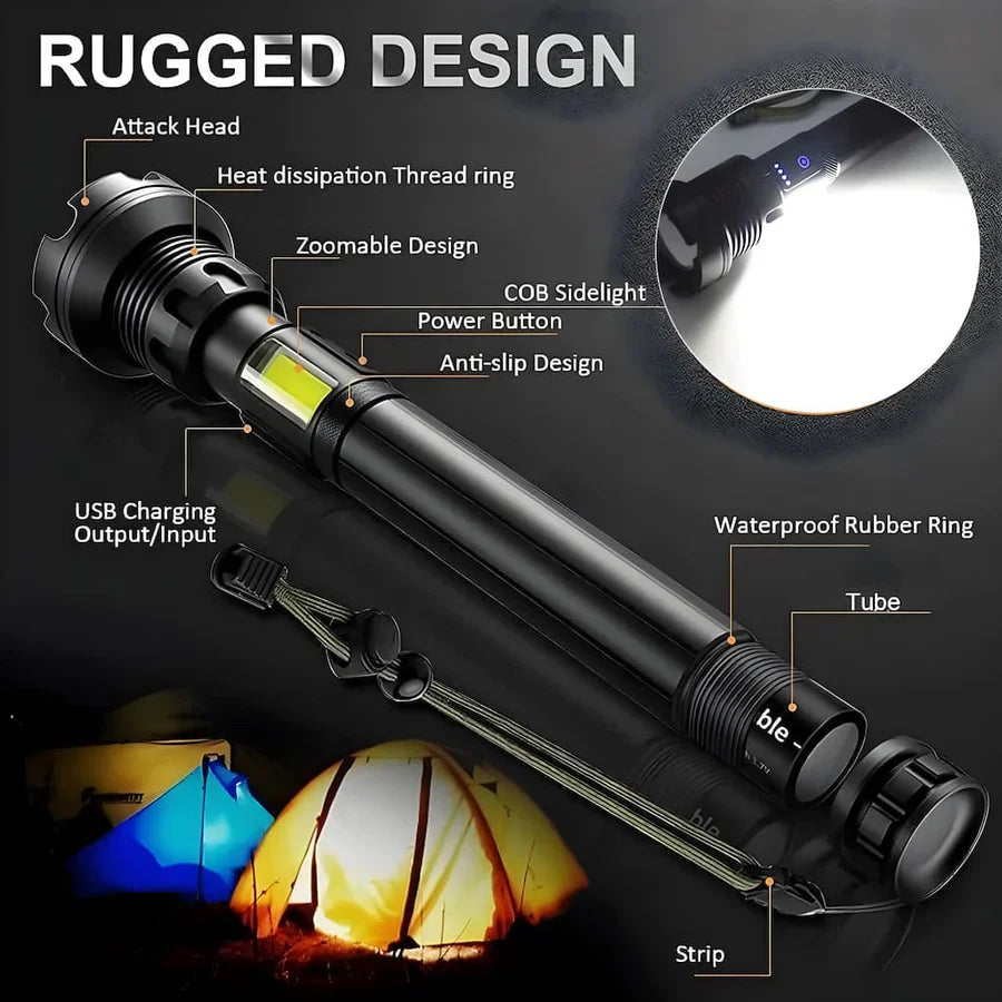 Lampe Torche Puissante 7000 Lumens – Étanche IPX5 pour Outdoor
