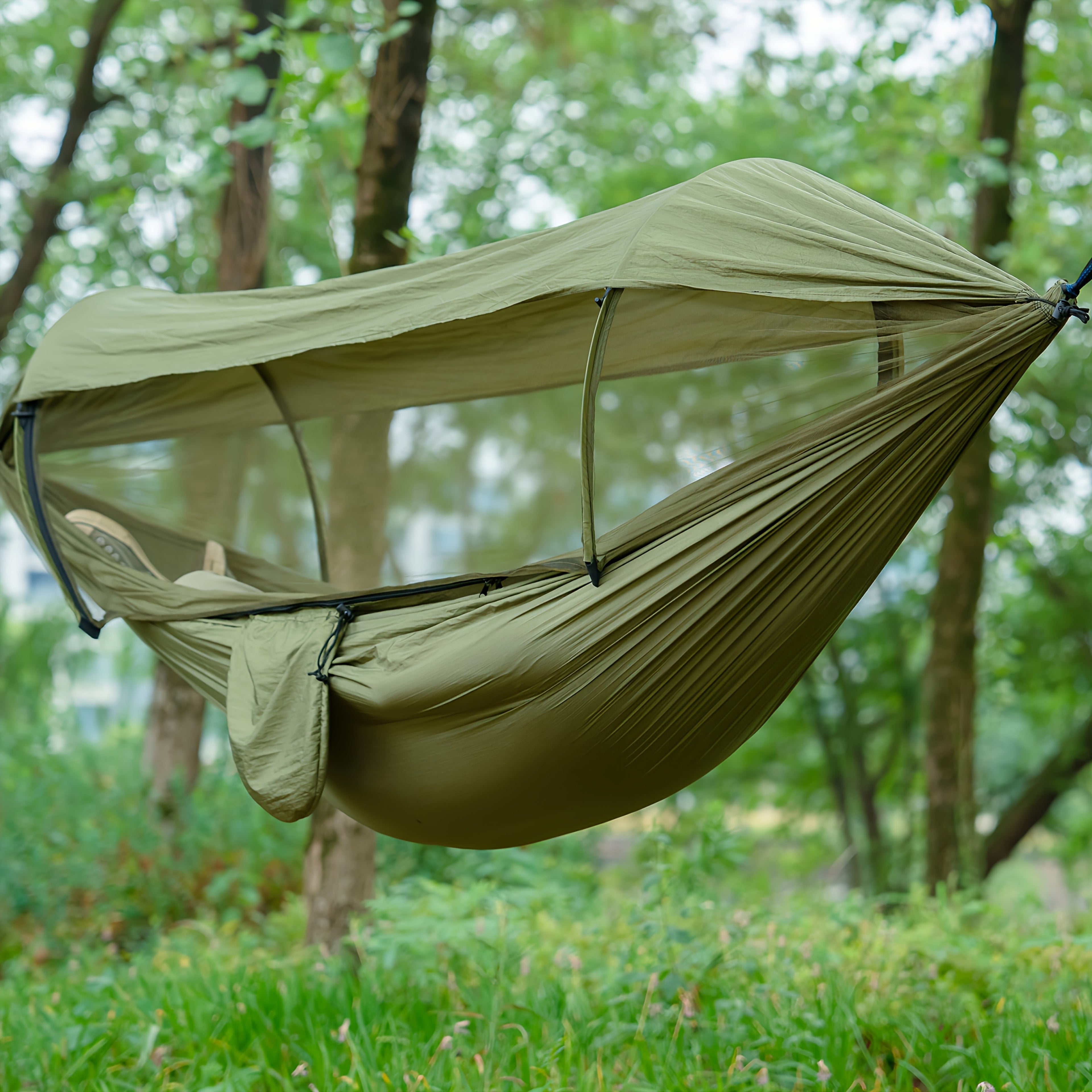 Hamac d'extérieur avec moustiquaire et auvent de protection solaire 260x140 cm