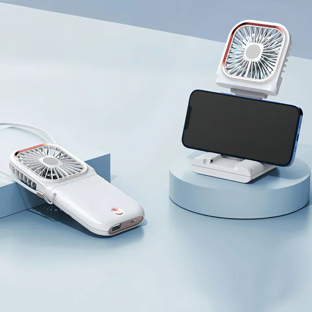 Ventilateur de Main Pliable Rechargeable USB – 3 Vitesses, 3000 mAh