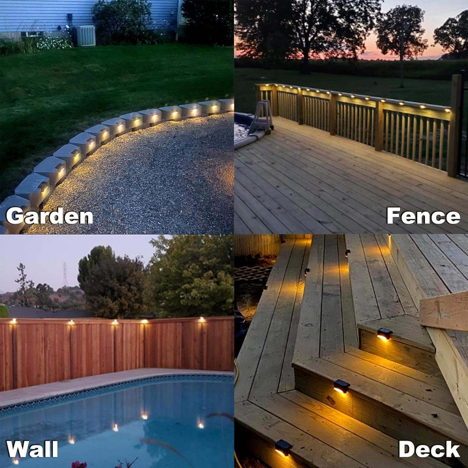 SolarLume™ – Lot de 4 Lampes Solaires pour Terrasse – Éclairage Extérieur Résistant aux Intempéries [2 + 2 Gratuits]