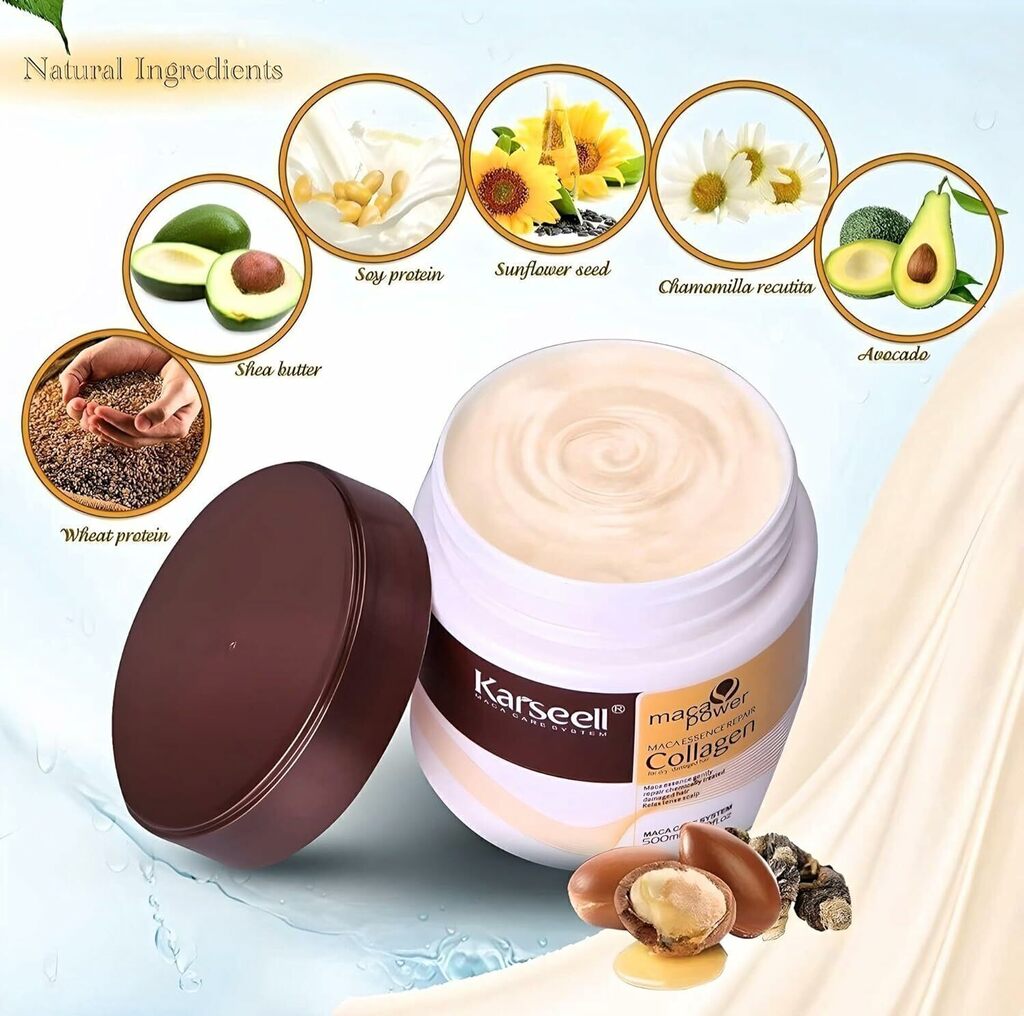 Masque Capillaire Collagène & Maca – Hydratation Profonde et Brillance