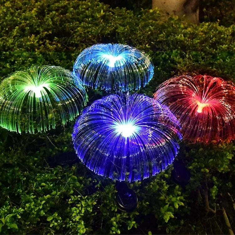 Lampe Solaire de Jardin en Forme de Méduse avec Fibres Optiques