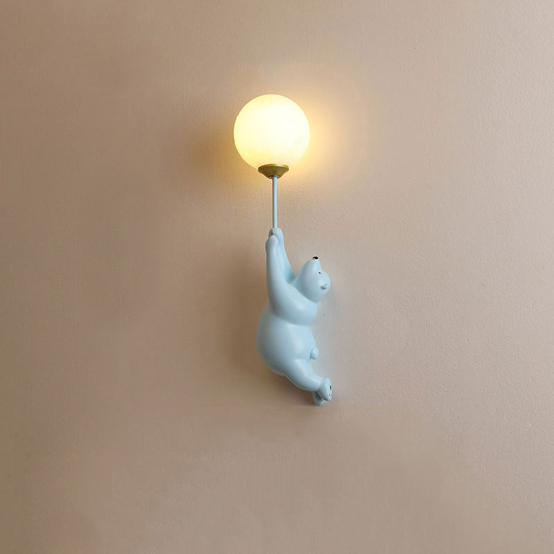 Lampe murale LED ours avec ballon – Éclairage décoratif blanc chaud