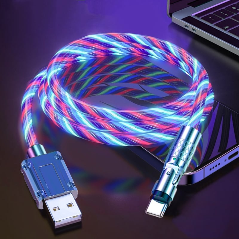 Câble USB Rotatif 540° avec Éclairage LED pour Charge Rapide