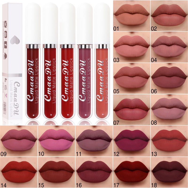 Rouge à Lèvres Mat Longue Tenue – Set de 18 Teintes Résistant à l'Eau