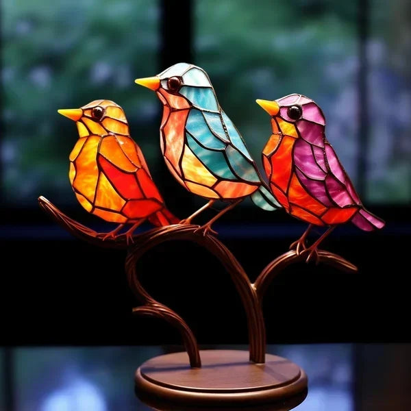 Sculpture d'oiseau en verre coloré – décoration élégante faite à la main