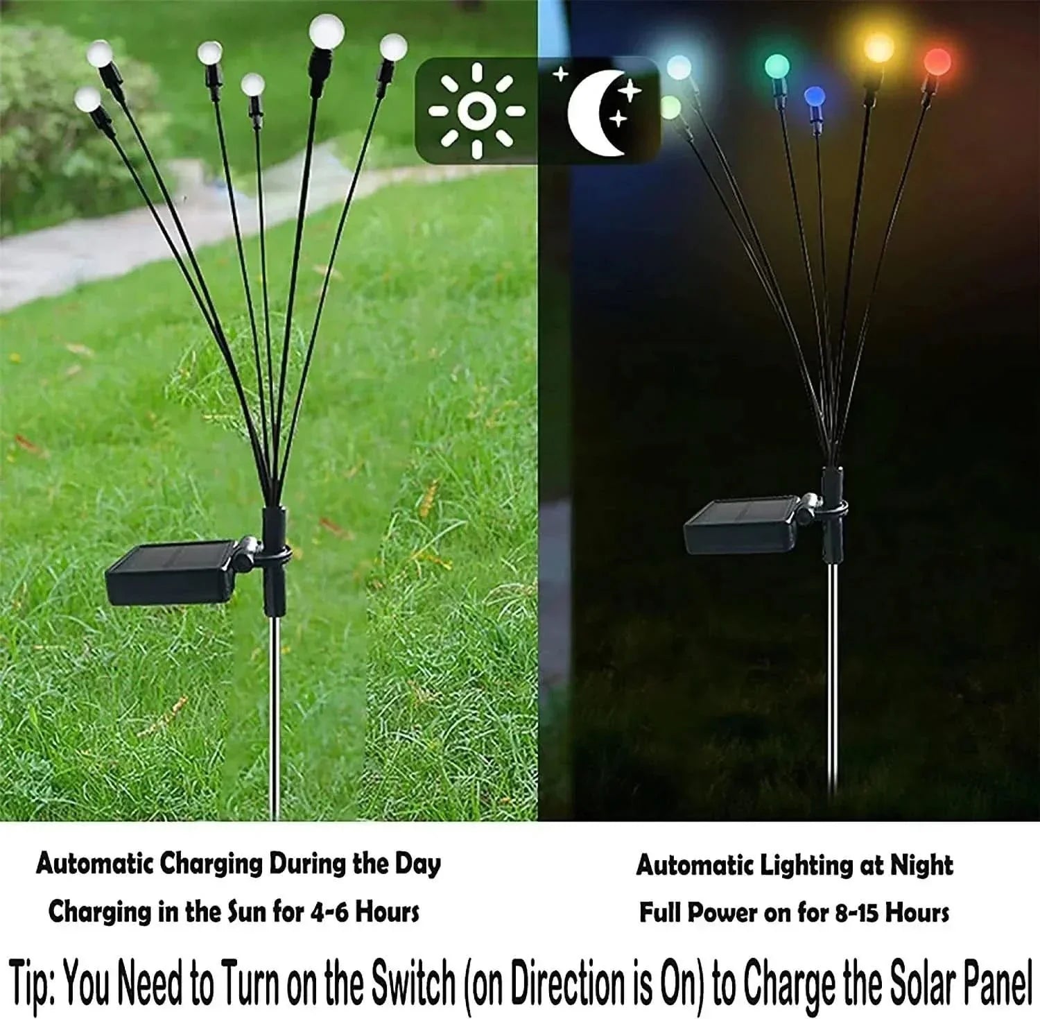 Lampe Solaire Jardin LED Effet Lucioles – Éclairage Extérieur Automatique