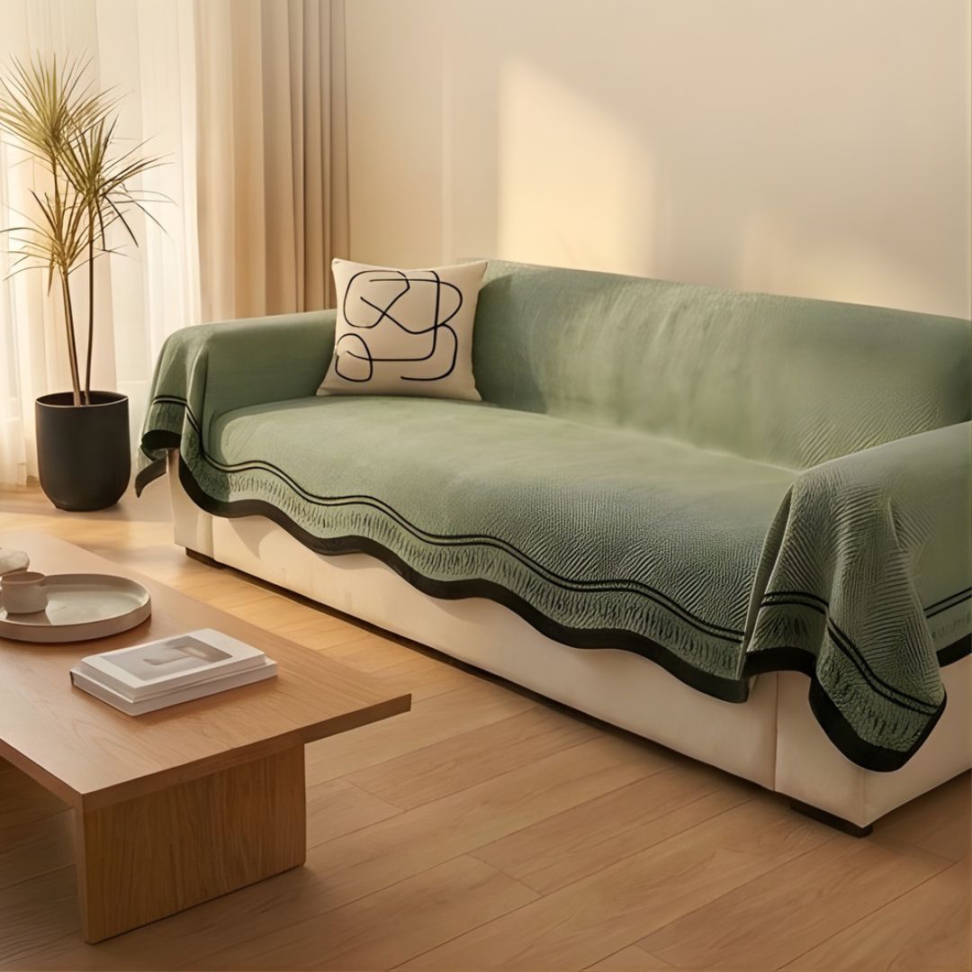 Housse de Canapé Antidérapante en Chenille Motif Chevron